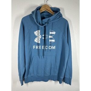 Under Armour Hoodie Mens Large Blue Freedom Fleece Patriotic USA Sweatshirt